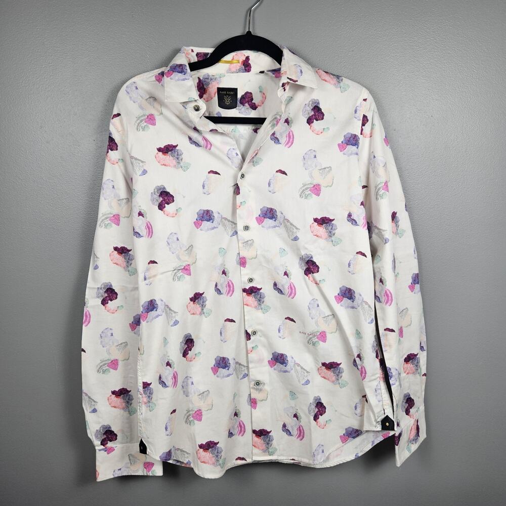 Rare Rabbit Men’s Button-Up Shirt Small Abstract Watercolor Print‎ CRYST